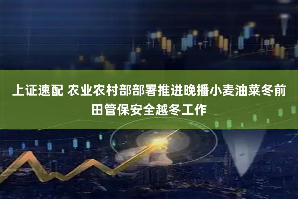 上证速配 农业农村部部署推进晚播小麦油菜冬前田管保安全越冬工作