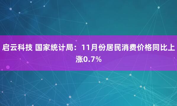启云科技 国家统计局：11月份居民消费价格同比上涨0.7%